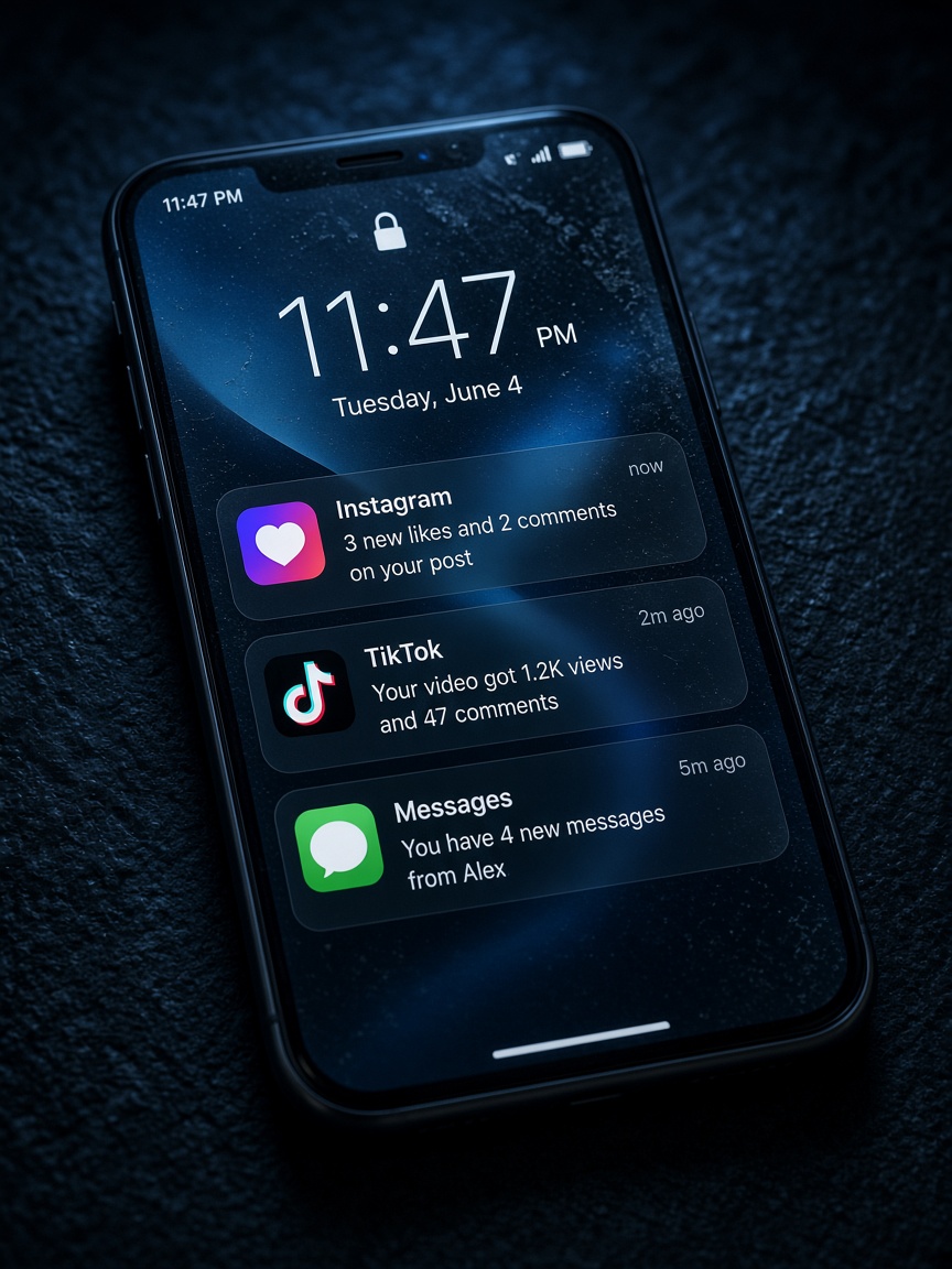 Écran de téléphone avec des notifications qui distraient